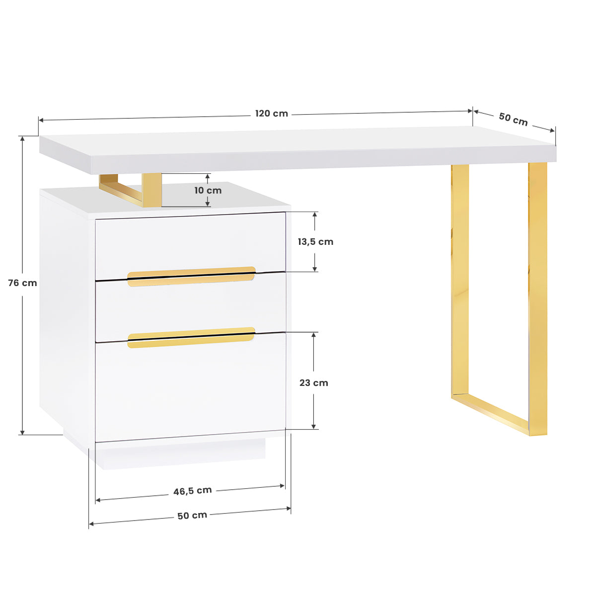 Table de manucure Luxury Gold Blanc
