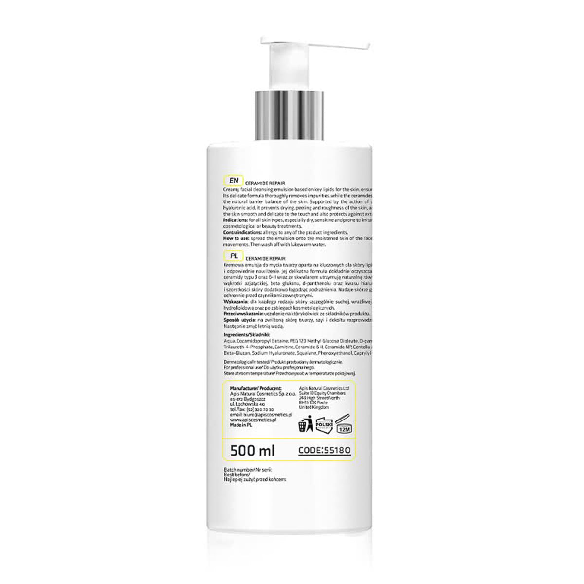 Lait nettoyant doux céramides – 500 ml