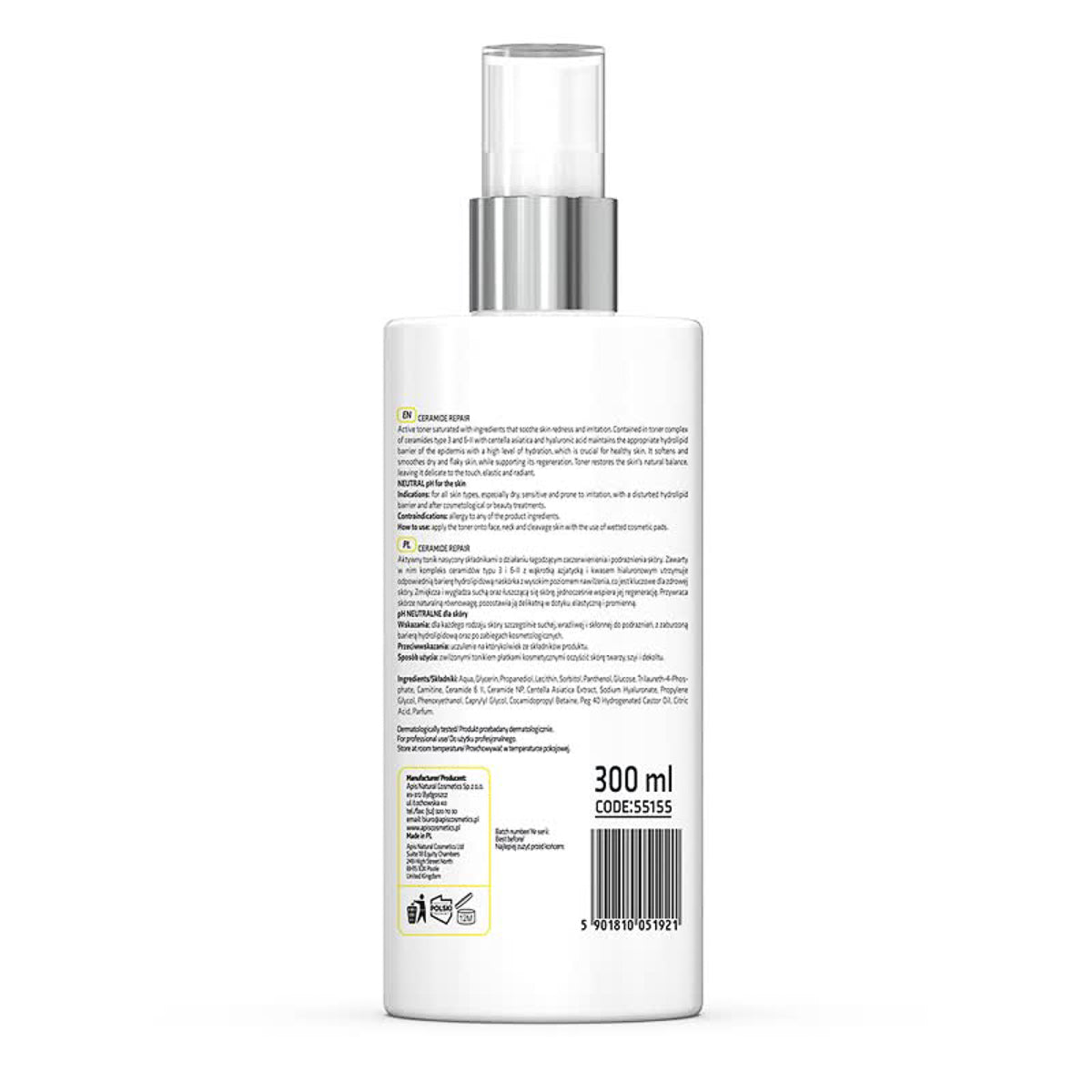 Tonique apaisant céramides – 300 ml