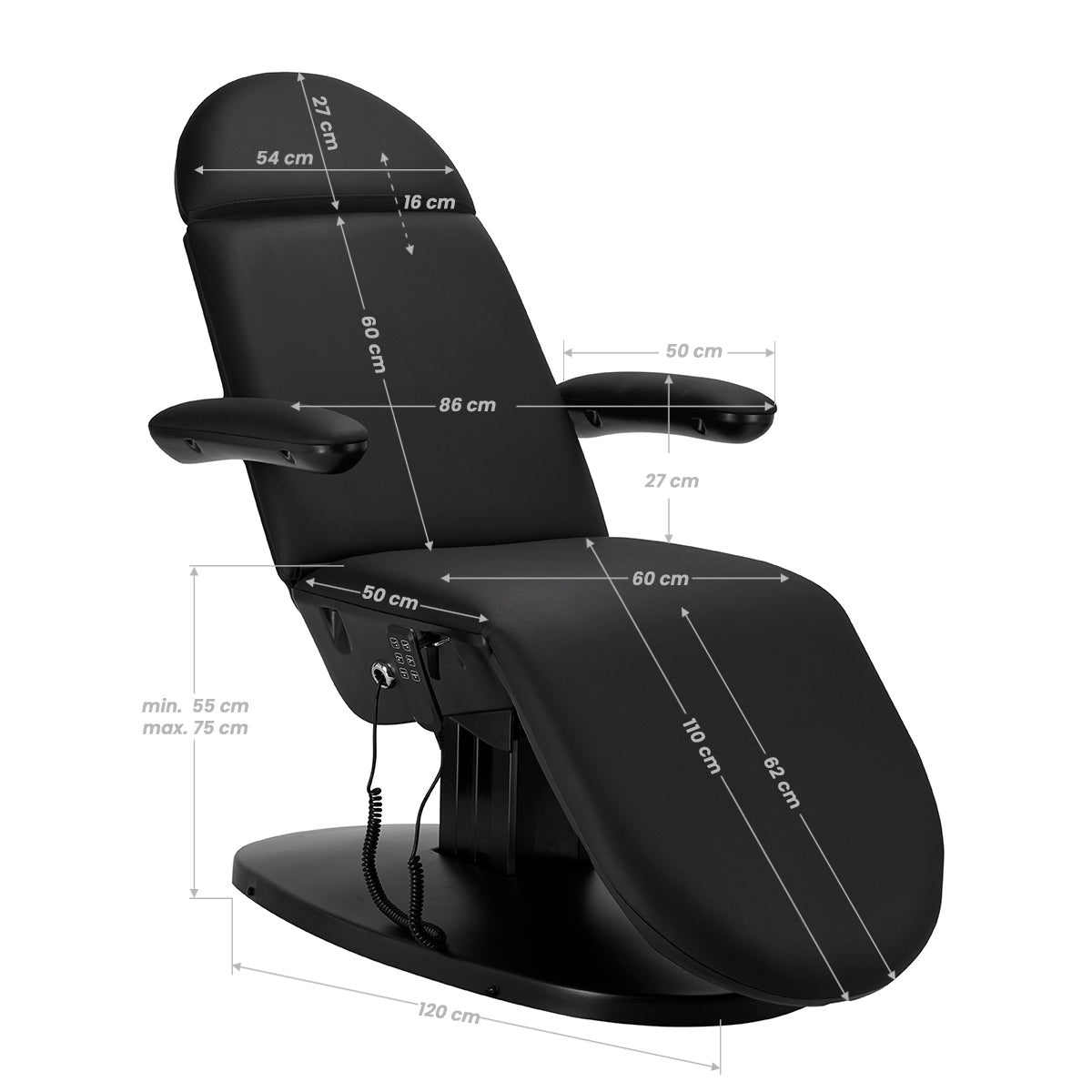 Fauteuil pédicure Eclipse Pro 3M Noir avec Berceau