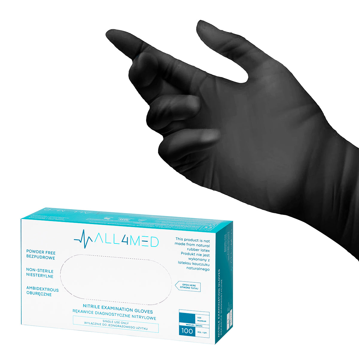 Gants nitrile noirs S – 100 pcs