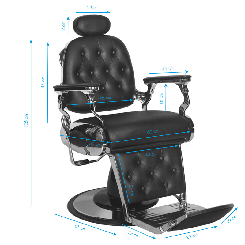 Fauteuil barbier Victor Chrome Noir