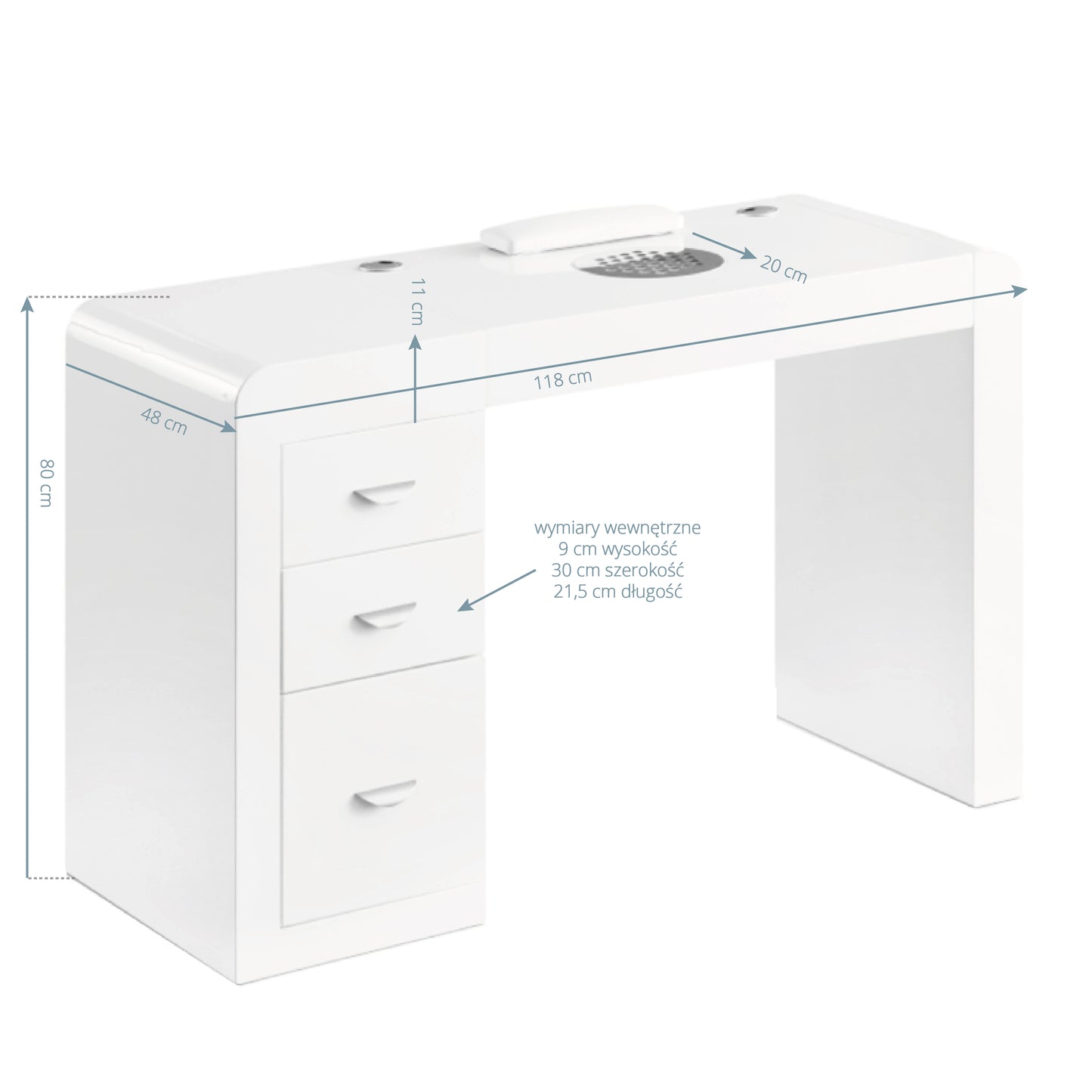 Table de manucure Pro Clean Plus Blanc – Aspirateur Droit