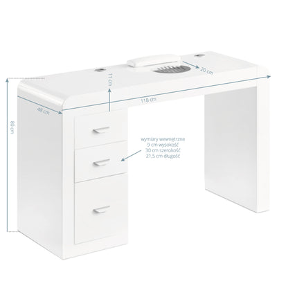 Table de manucure Pro Clean Plus Blanc – Aspirateur Droit