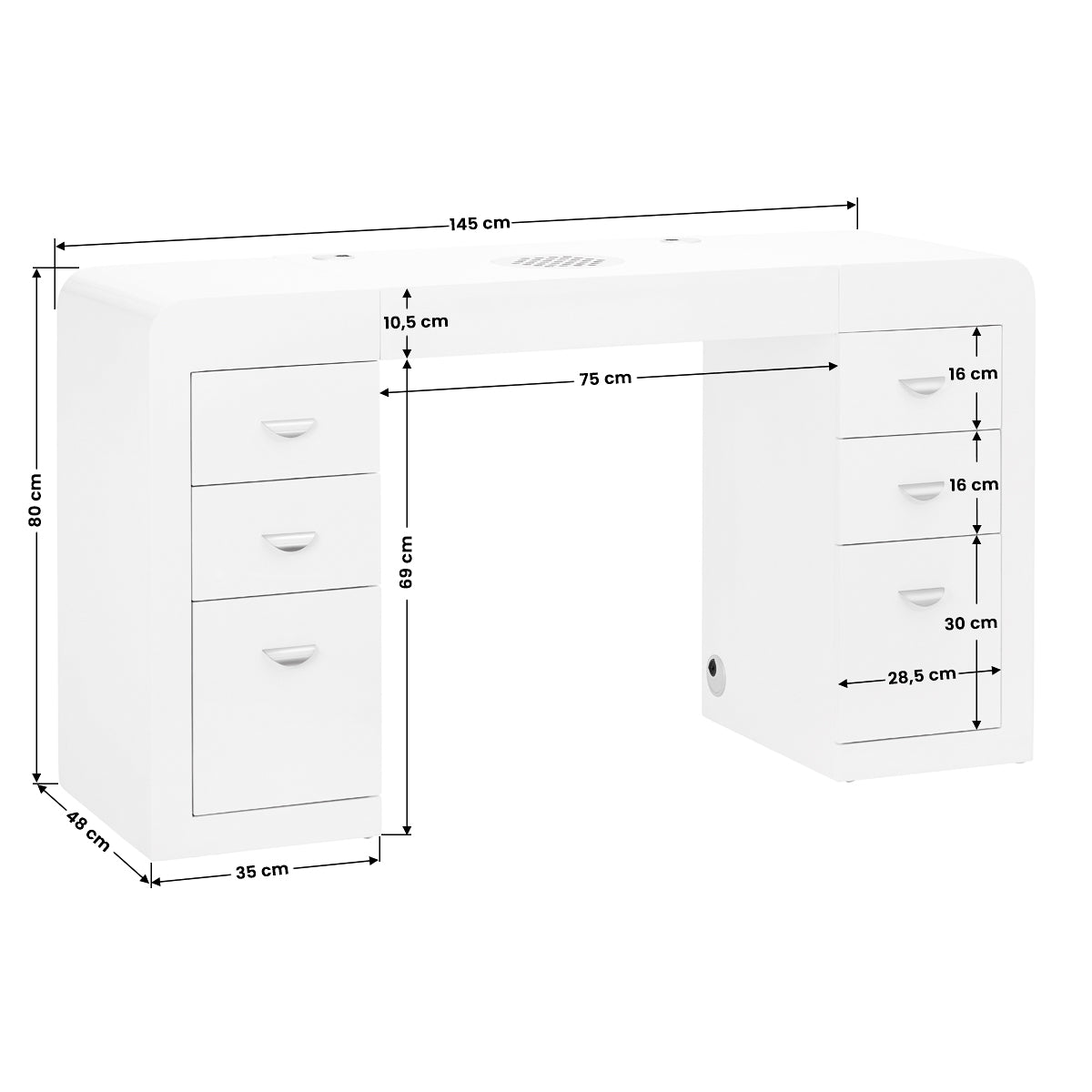 Table de manucure Pro Clean Elite Blanc