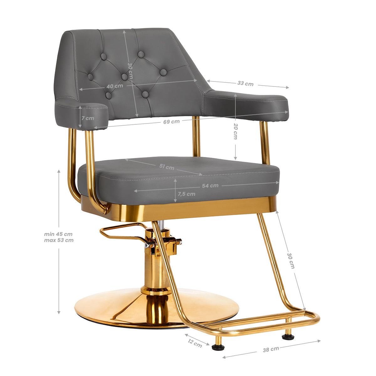 Fauteuil coiffeur Gravina Or & Gris