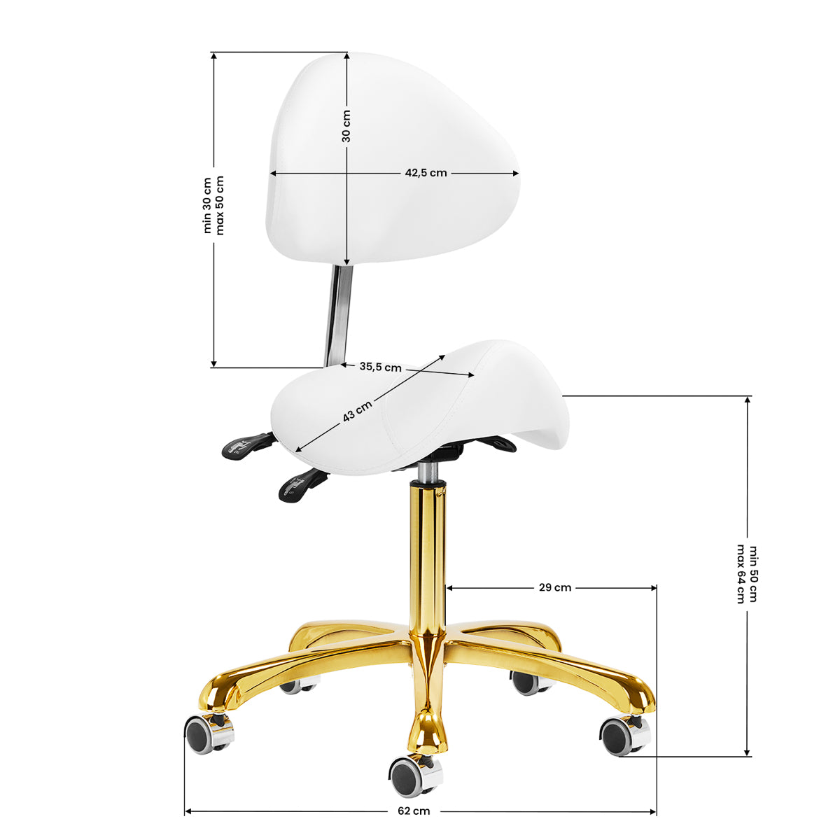 Tabouret cosmétique Comfort Gold Blanc