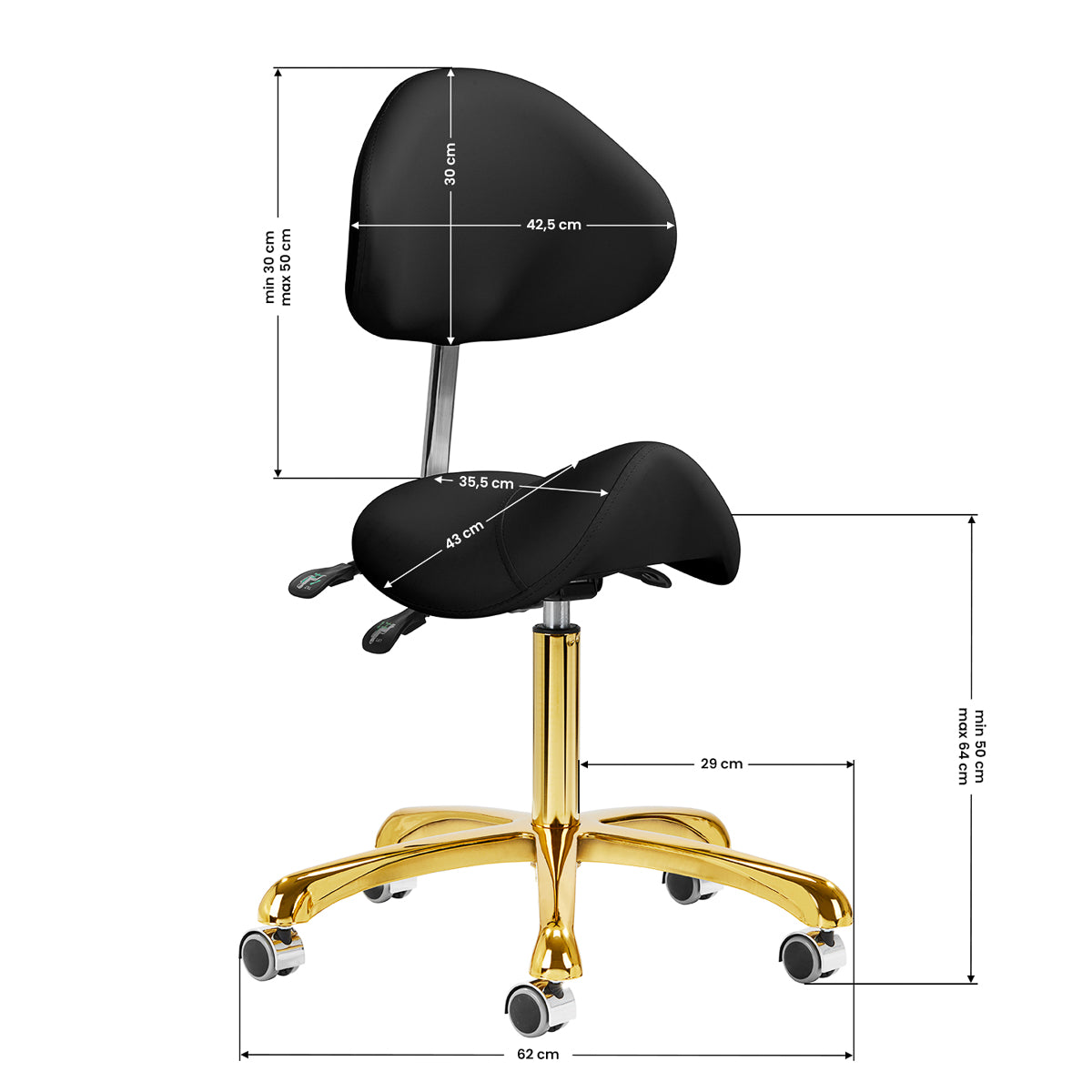 Tabouret cosmétique Comfort Gold Noir