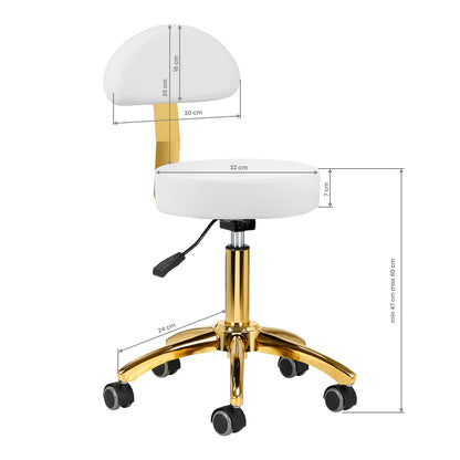 Tabouret cosmétique Studio Gold Blanc