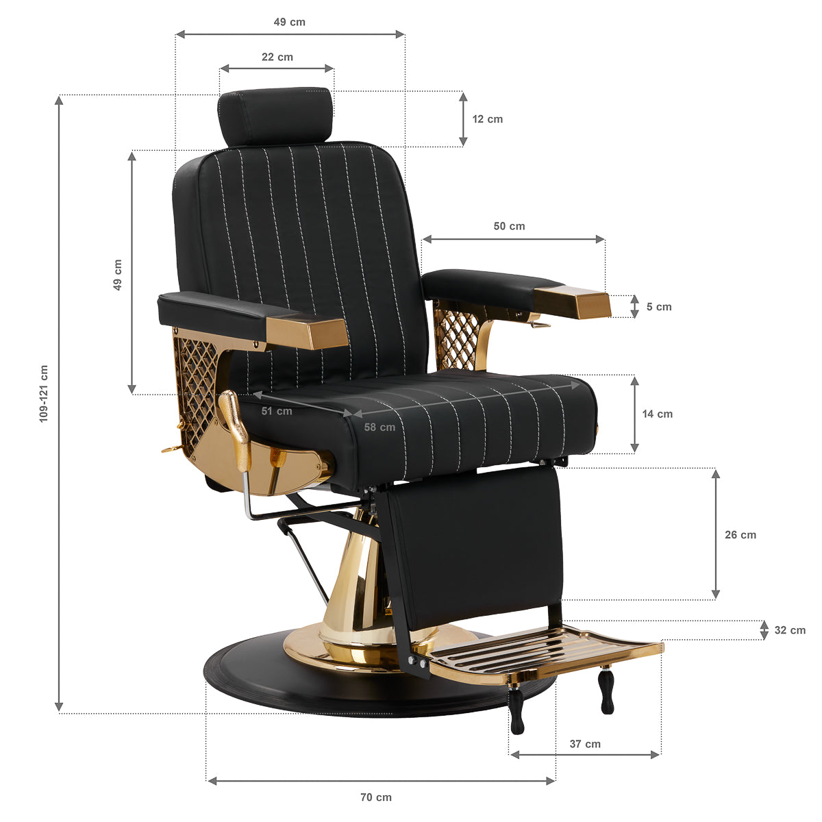 Fauteuil barbier Prestige Or & Noir