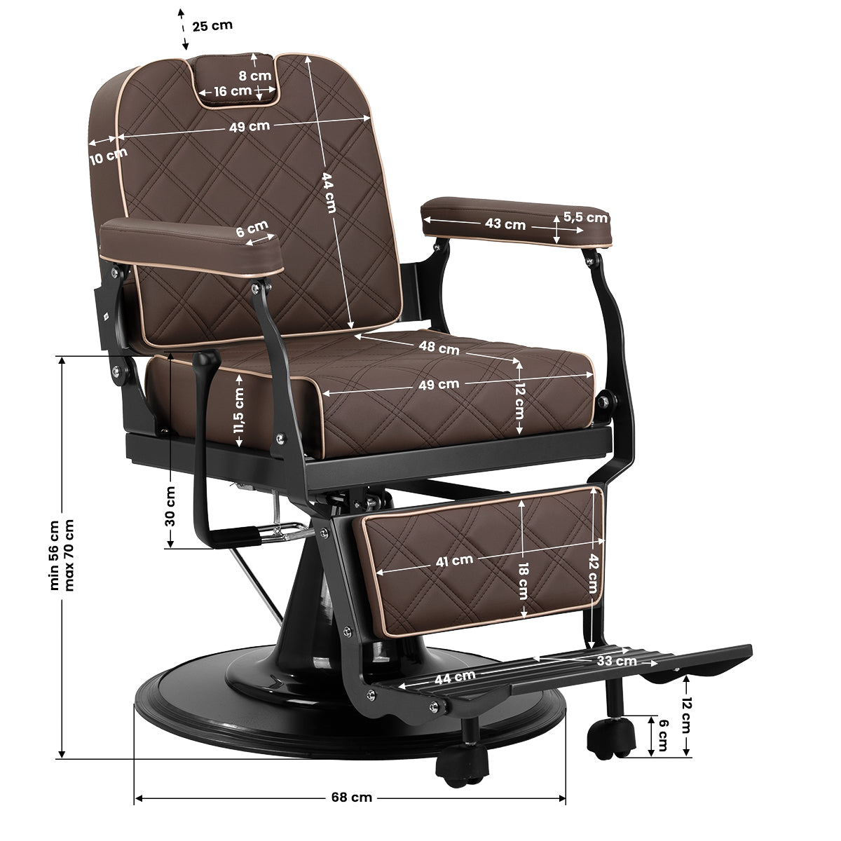 Fauteuil barbier Torino Brun