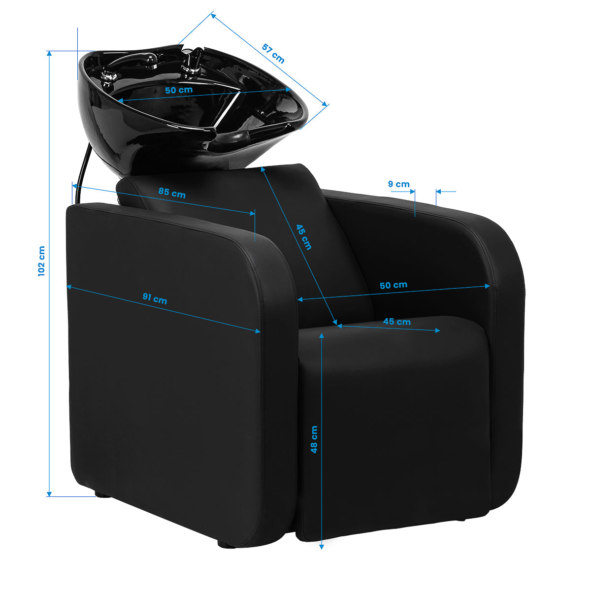 Bac à shampoing Zenith Noir (électrique)