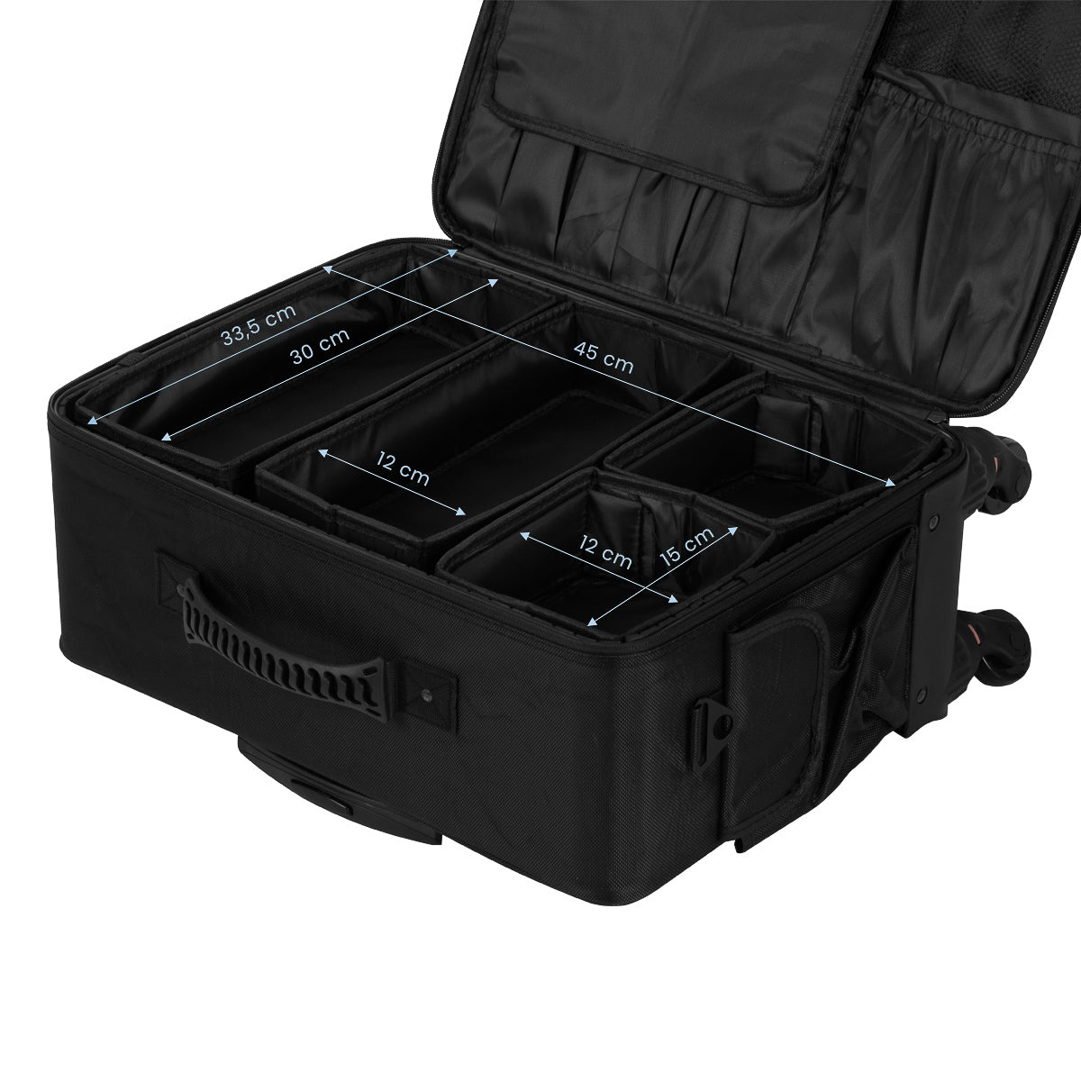 Valise de coiffure à roulettes noire