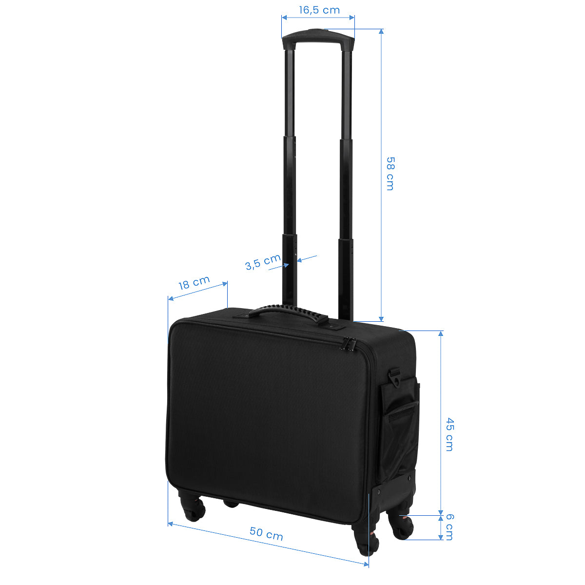 Valise de coiffure à roulettes noire