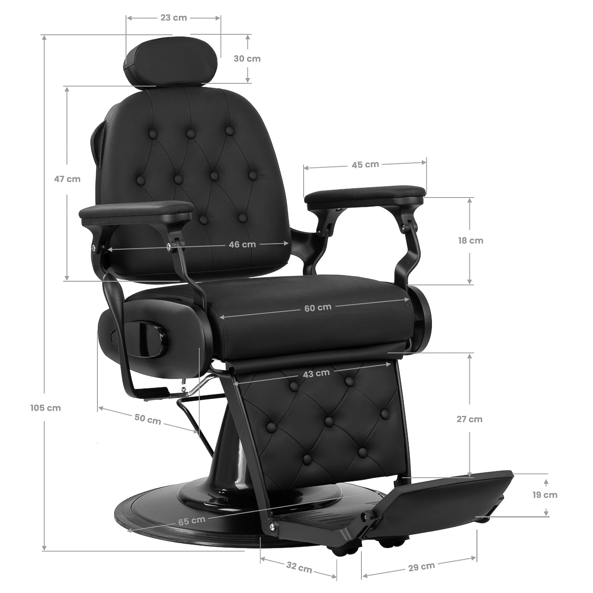 Fauteuil barbier Victor Noir (structure noire)