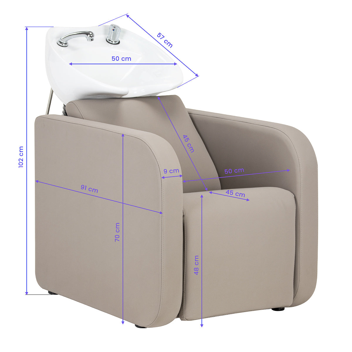 Bac à shampoing Zenith Beige (électrique)