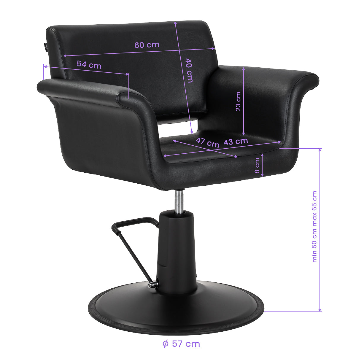 Fauteuil coiffeur Minimal Noir Base Noire