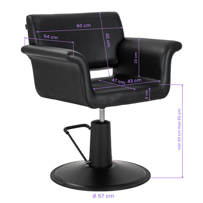 Fauteuil coiffeur Minimal Noir Base Noire