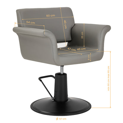 Fauteuil coiffeur Minimal Gris Base Noire