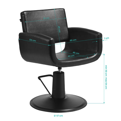 Fauteuil coiffeur Matira Noir (base noire)