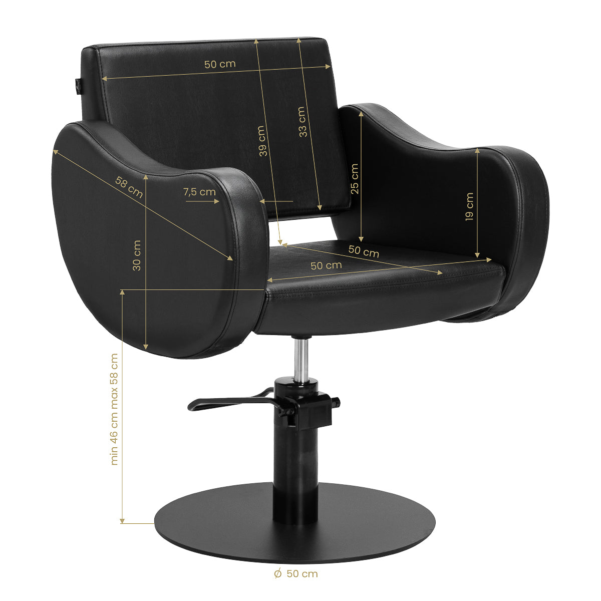 Fauteuil coiffeur Sevona Noir (base noire)