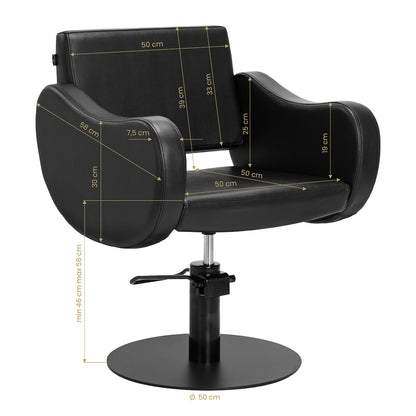 Fauteuil coiffeur Sevona Noir (base noire)