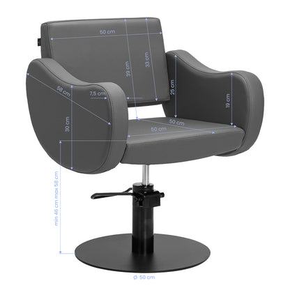 Fauteuil coiffeur Sevona Gris (base noire)
