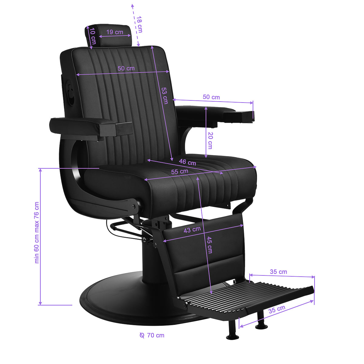 Fauteuil barbier Mason Noir (structure noire)