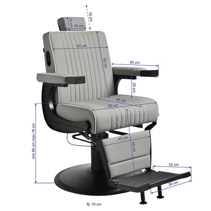 Fauteuil barbier Mason Gris (structure noire)