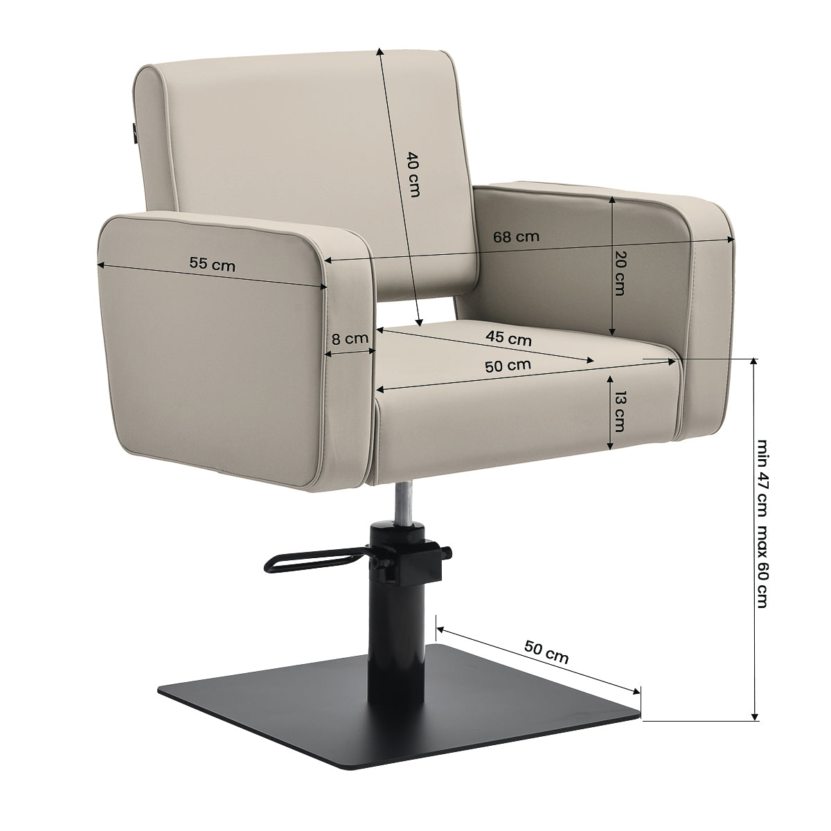 Fauteuil coiffeur Studio Gris Beige Base Noire