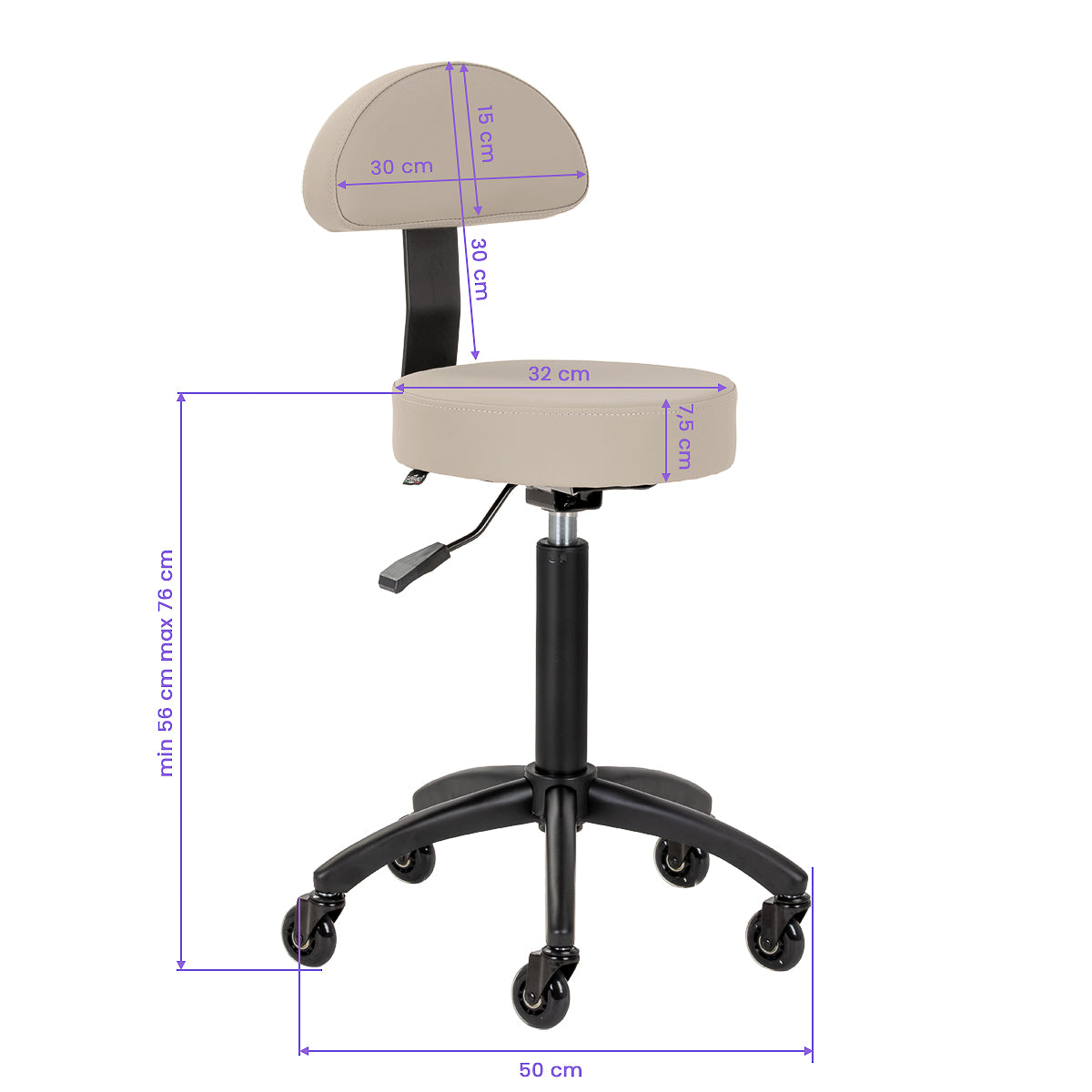 Tabouret coiffure Gabbiano D026 gris-beige
